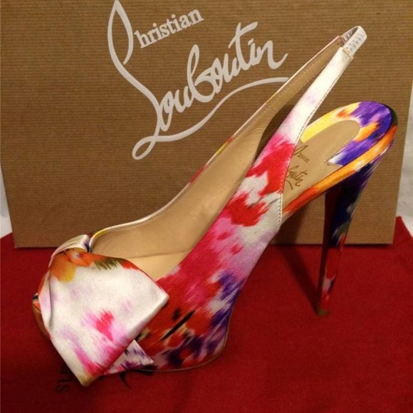 Christian Louboutin VENDOME SLING NODO Satin Bouquet Bow Heel Shoes Sandal - Picture 3 of 12